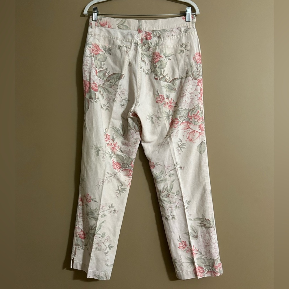 Ralph Lauren Cream Pink Jeans with Pink & Green Floral Print - Picture 3 of 5